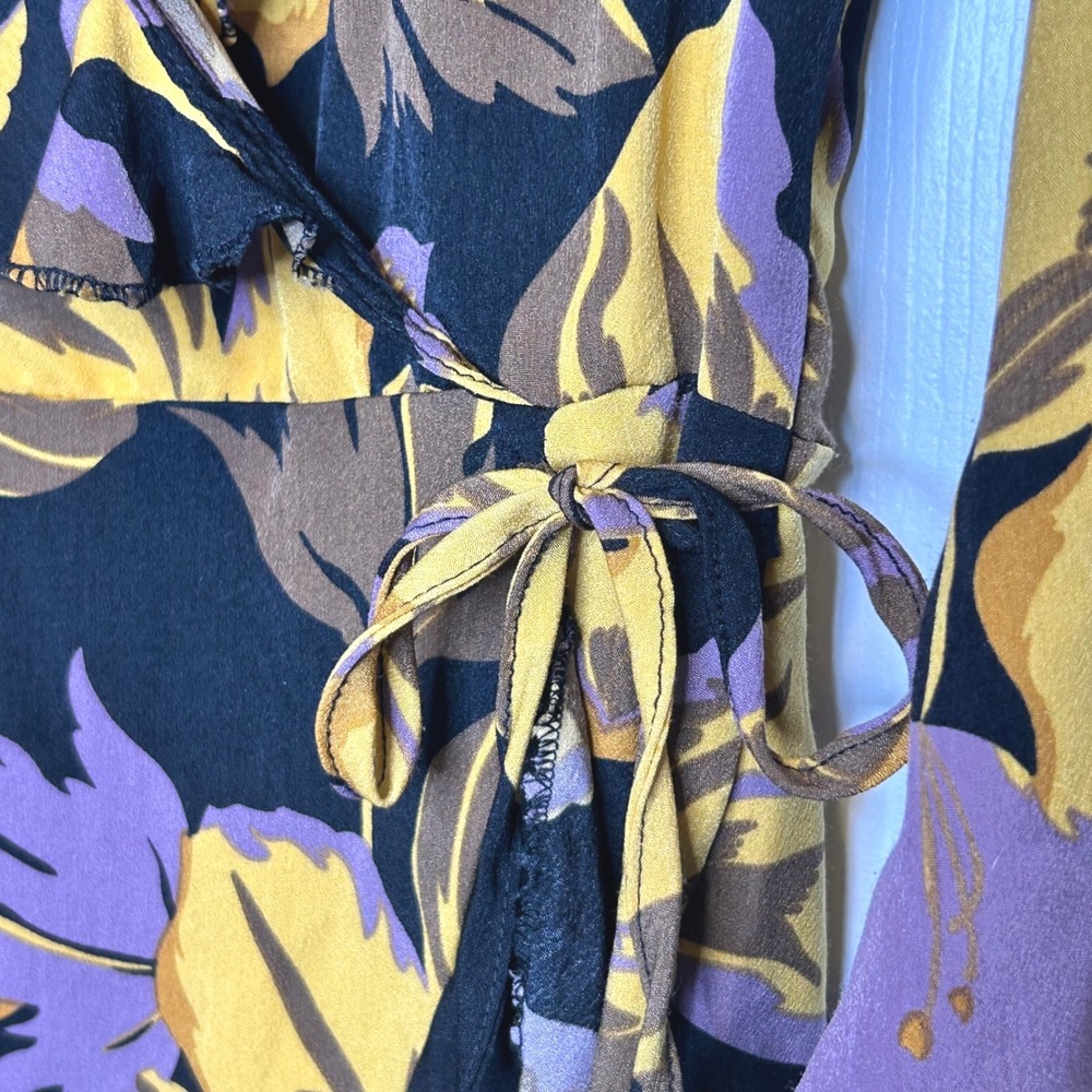 PARISIAN Women Floral Print Faux Wrap Ruffle Long Sleeve Mini Dress Size 8 - Picture 5 of 8